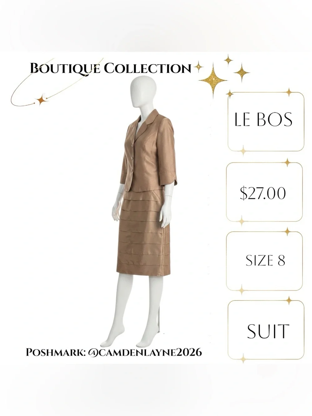 Iridescent Champagne Jacket with Pencil Skirt Outfit -Sleek Professional Styling